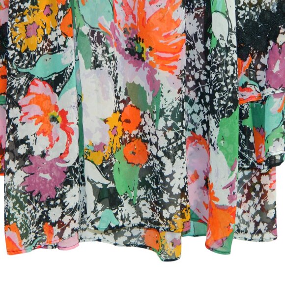 Joseph Ribkoff Sheer Floral Oversize Chiffon 3/4" Bell Cuff Sleeve Blouse Size 8 - Picture 11 of 16